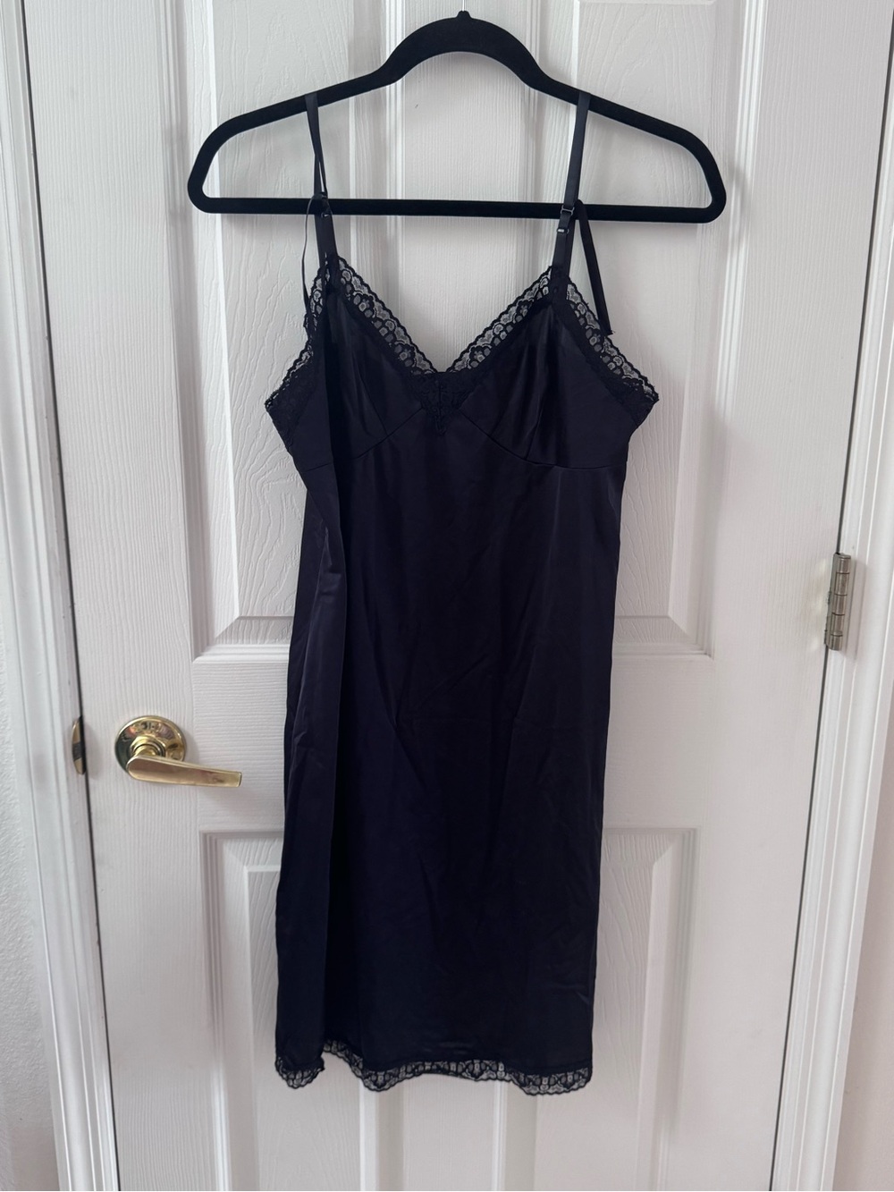 Vanity Fair Black Lace Trim Chemise Slip